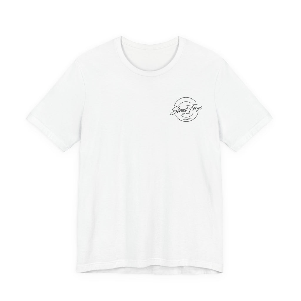 Street Forge Logo T-Shirt — Retro Script Chest & Back Graphic Tee