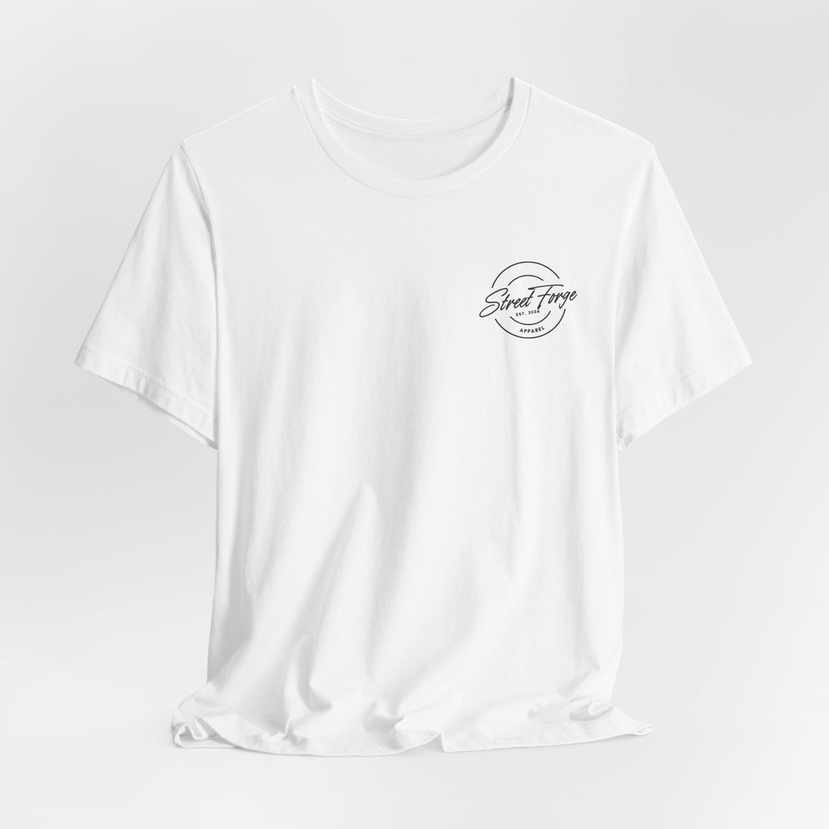 Street Forge Logo T-Shirt — Retro Script Chest & Back Graphic Tee
