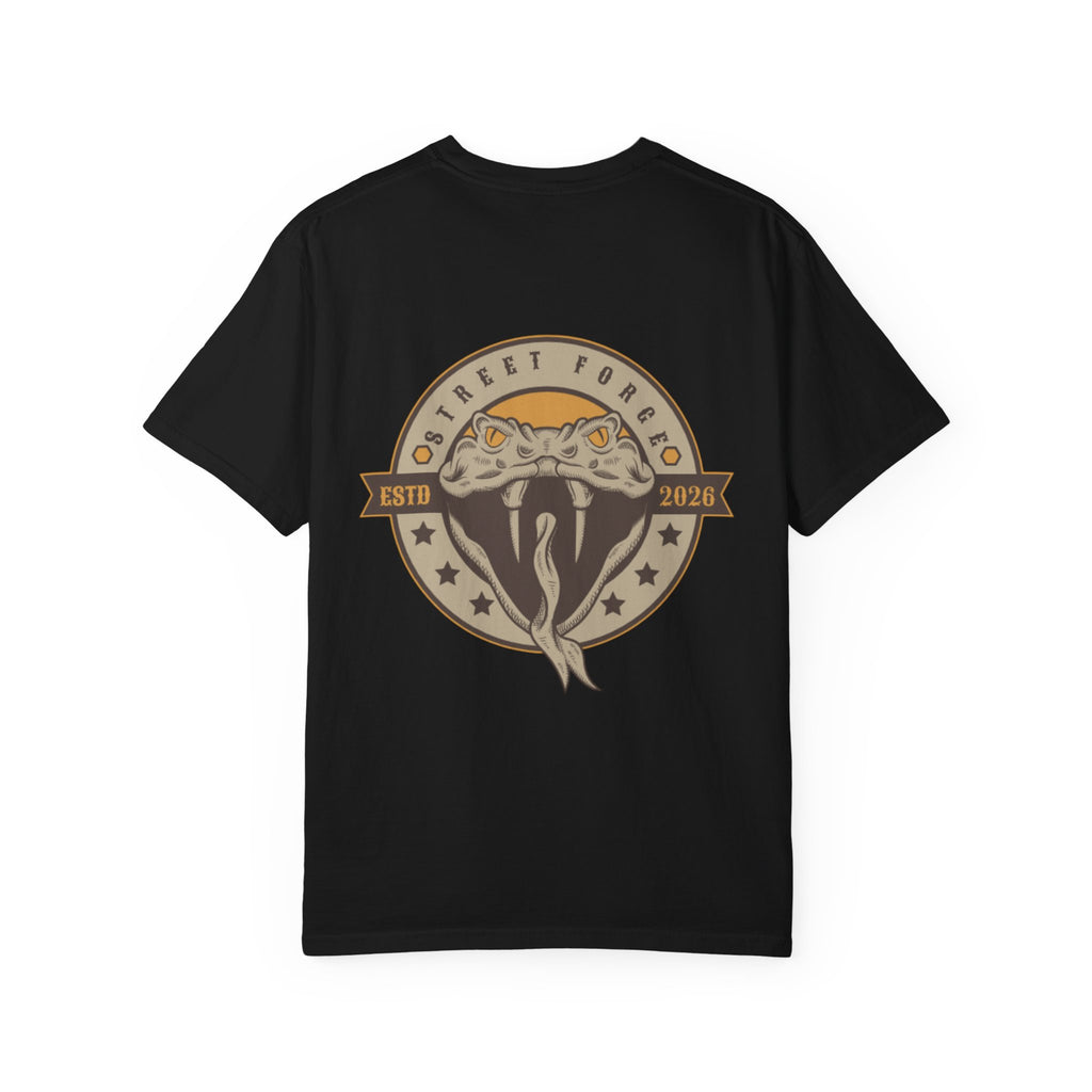 Snake Emblem T-Shirt — Street Forge Cobra Logo Tee (Est. 2026)