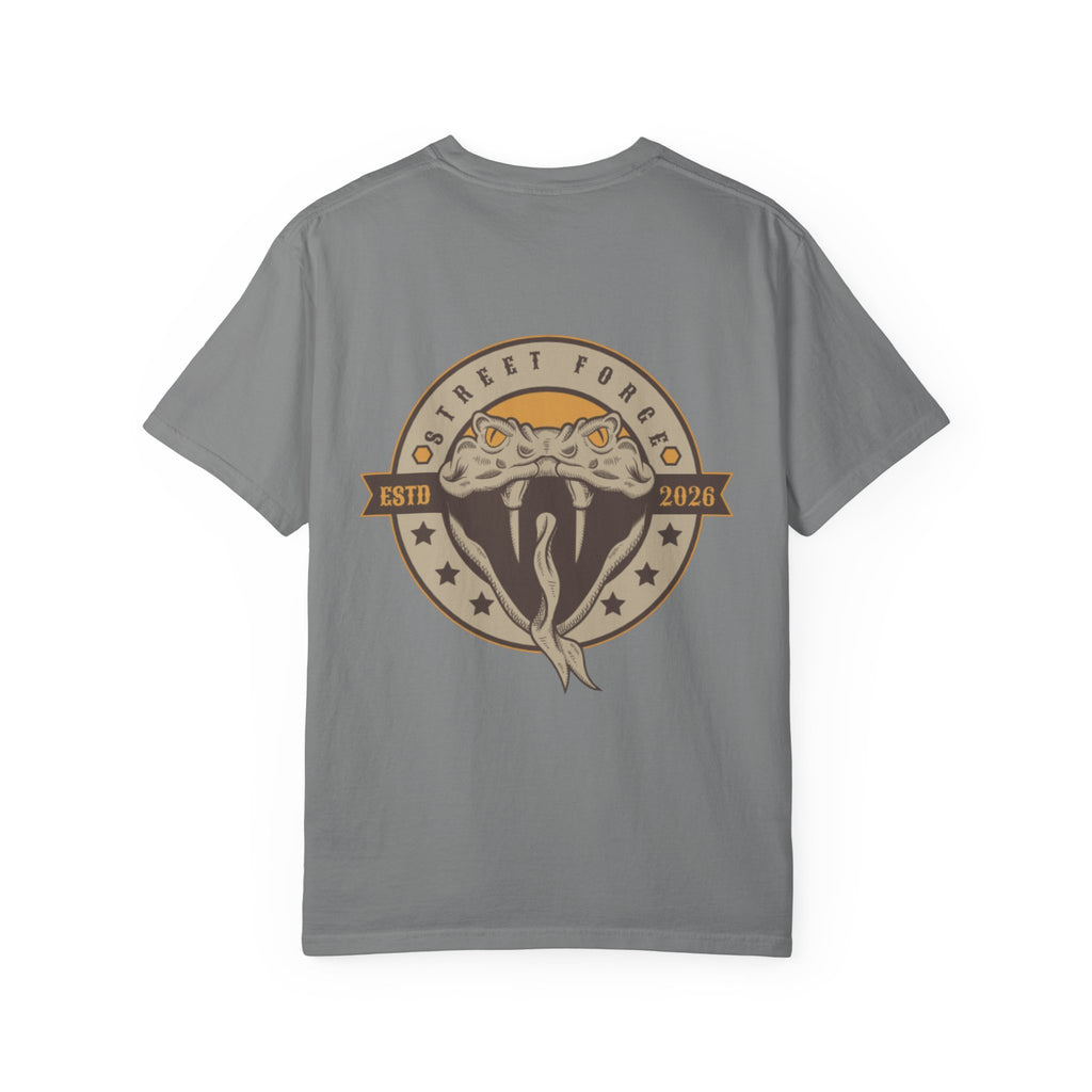 Snake Emblem T-Shirt — Street Forge Cobra Logo Tee (Est. 2026)