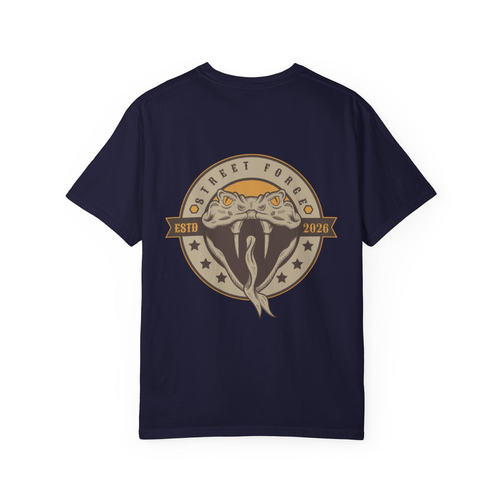 Snake Emblem T-Shirt — Street Forge Cobra Logo Tee (Est. 2026)