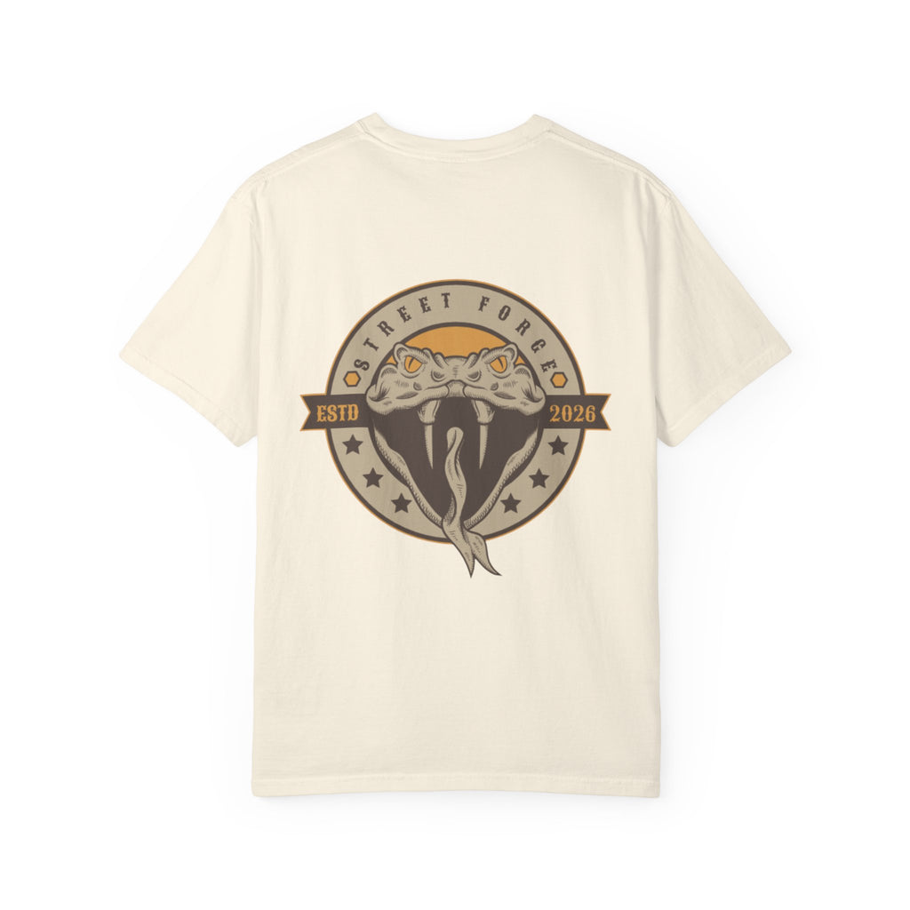 Snake Emblem T-Shirt — Street Forge Cobra Logo Tee (Est. 2026)