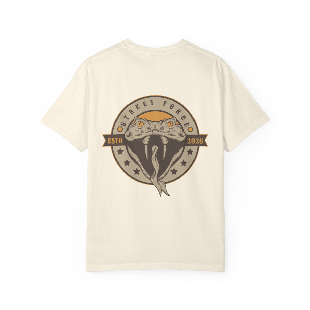 Snake Emblem T-Shirt — Street Forge Cobra Logo Tee (Est. 2026)