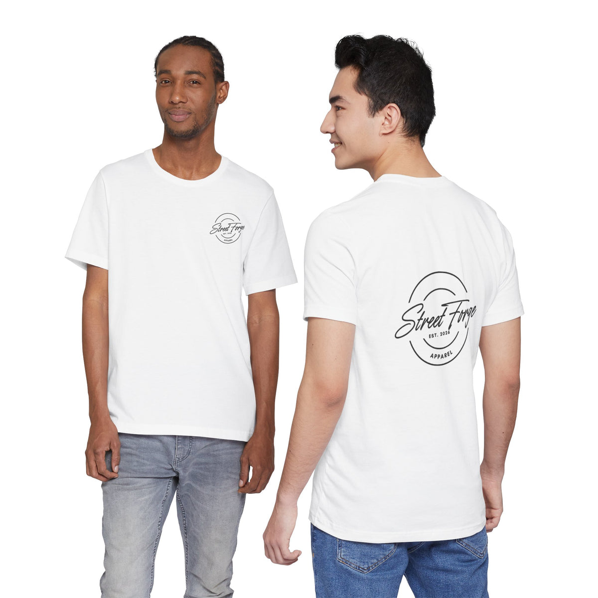 Street Forge Logo T-Shirt — Retro Script Chest & Back Graphic Tee